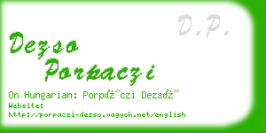 dezso porpaczi business card